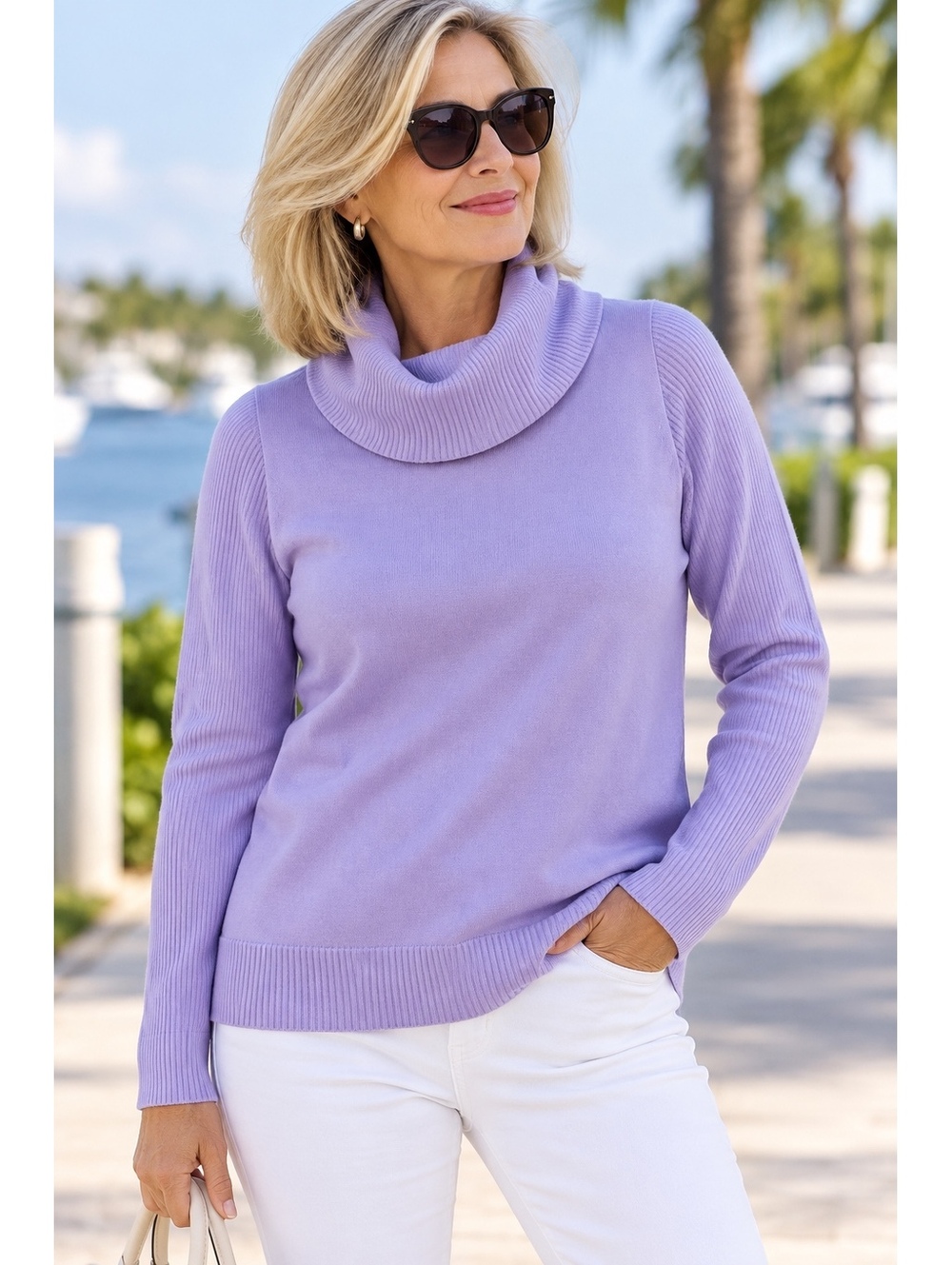 Lauren Ralph Lauren Women’s XL Lavender Cotton Modal Turtleneck Sweater